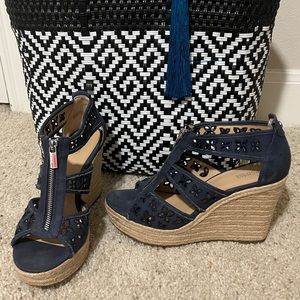 Michael Kors navy wedge sandals